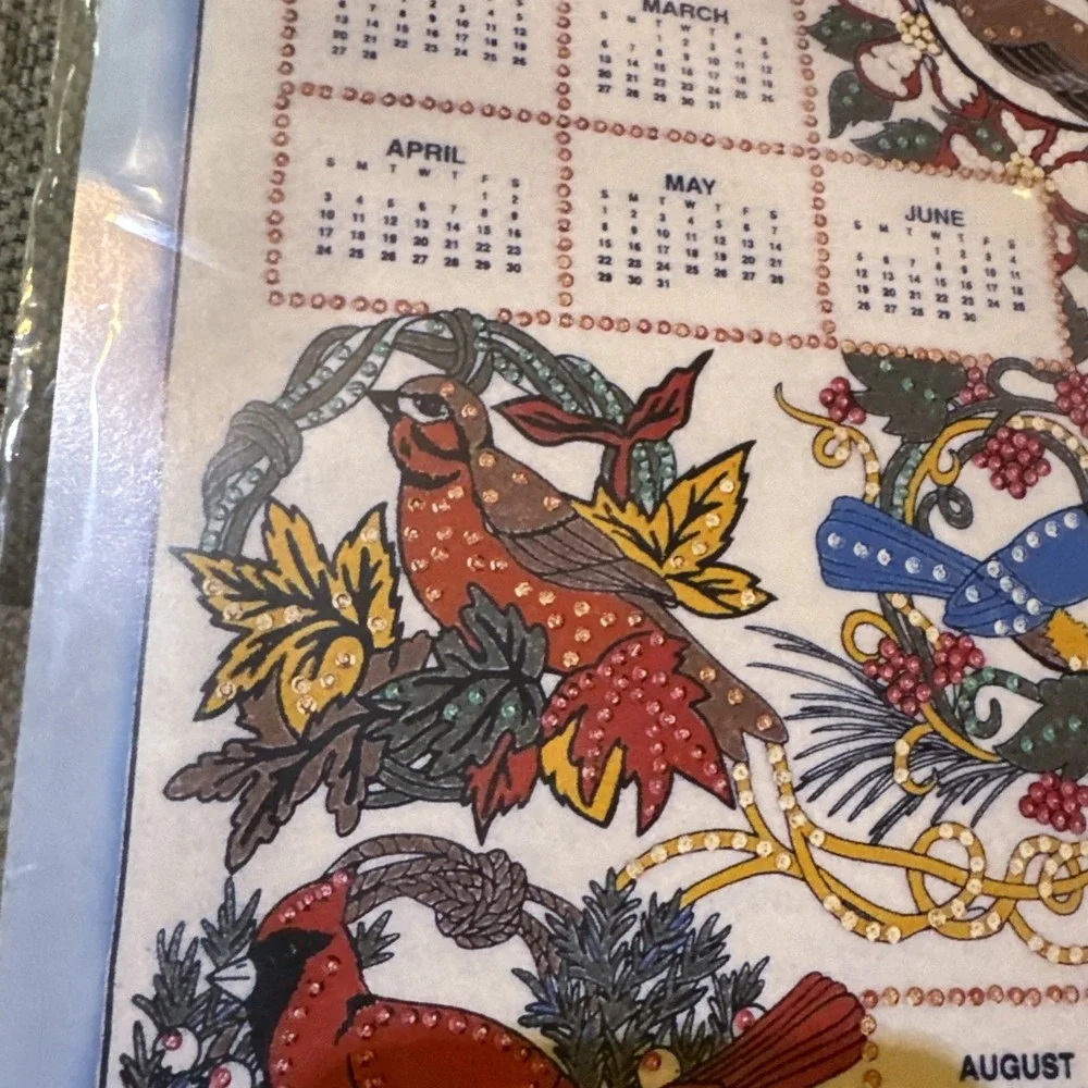 2005‎ Jeweled Calendar Kit 16x24 New Bird Theme Cardinals Bluebirds